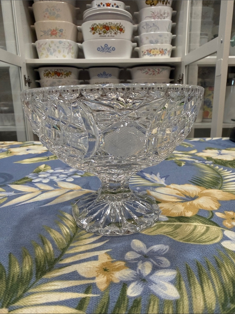 Crystal Footed Serving Bowl in Clear Glass